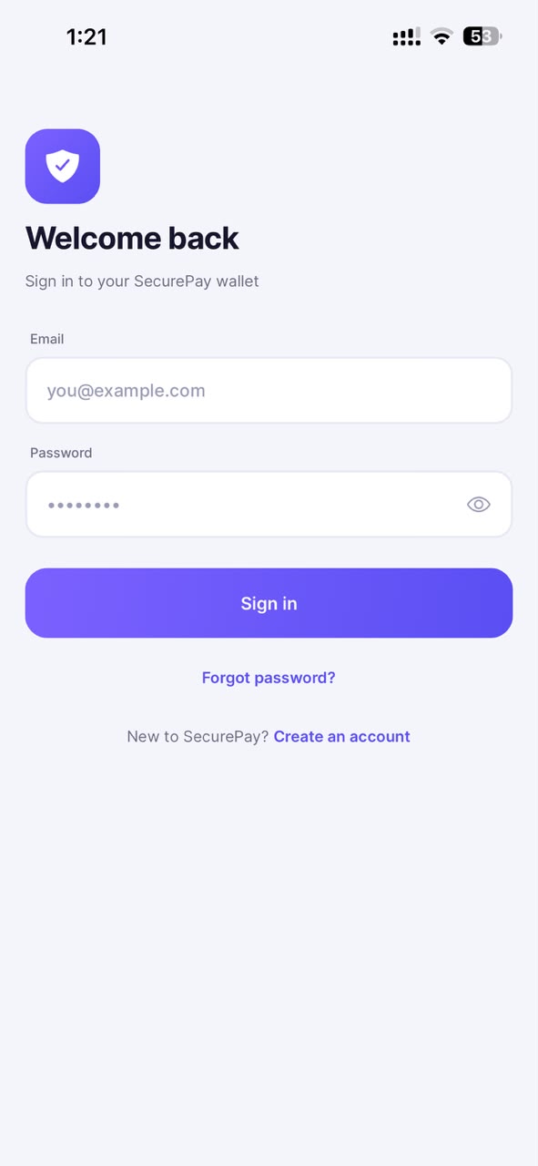 SecurePay sign-in screen